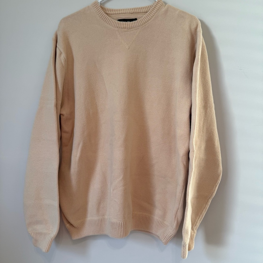 Eddie Bauer Vintage 90s Yellow Chunky Grandpacore Fisherman Men’s Cotton Sweater - Picture 3 of 10